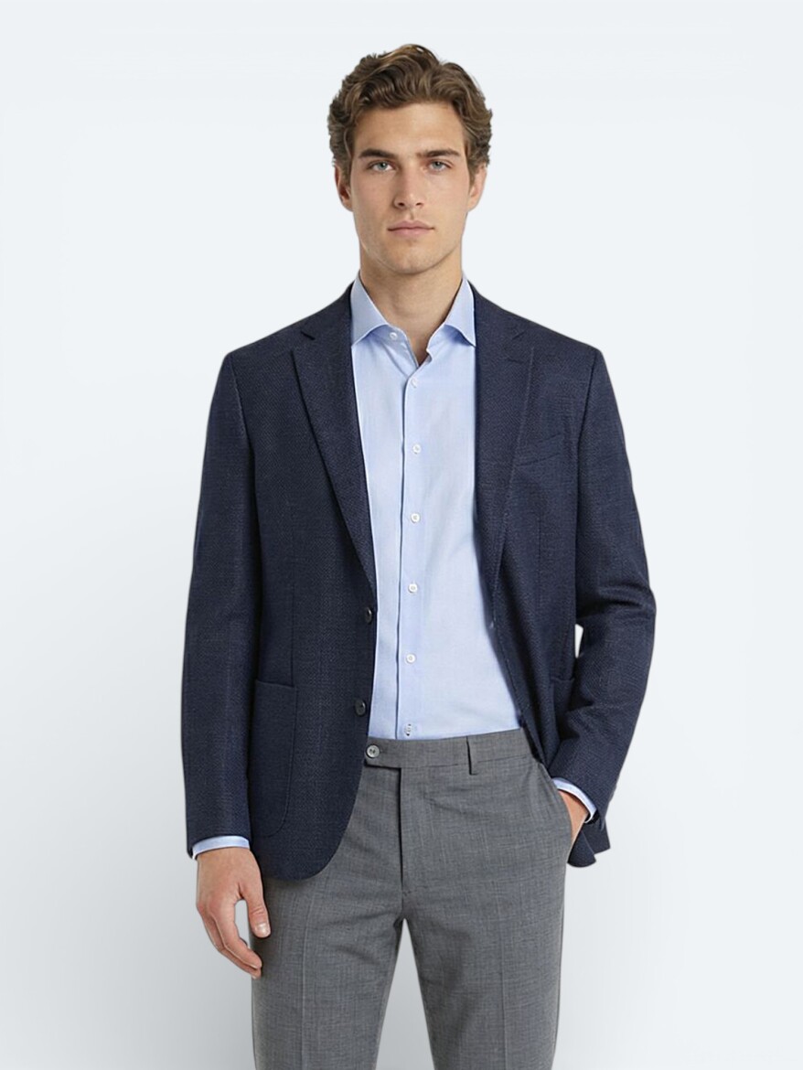 Renkli Mikro Modern Fit Yün Karışımlı Ceket - KİP