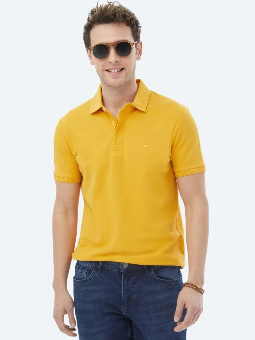 Saffron Polo Neck 100% Cotton T-Shirt - KİP