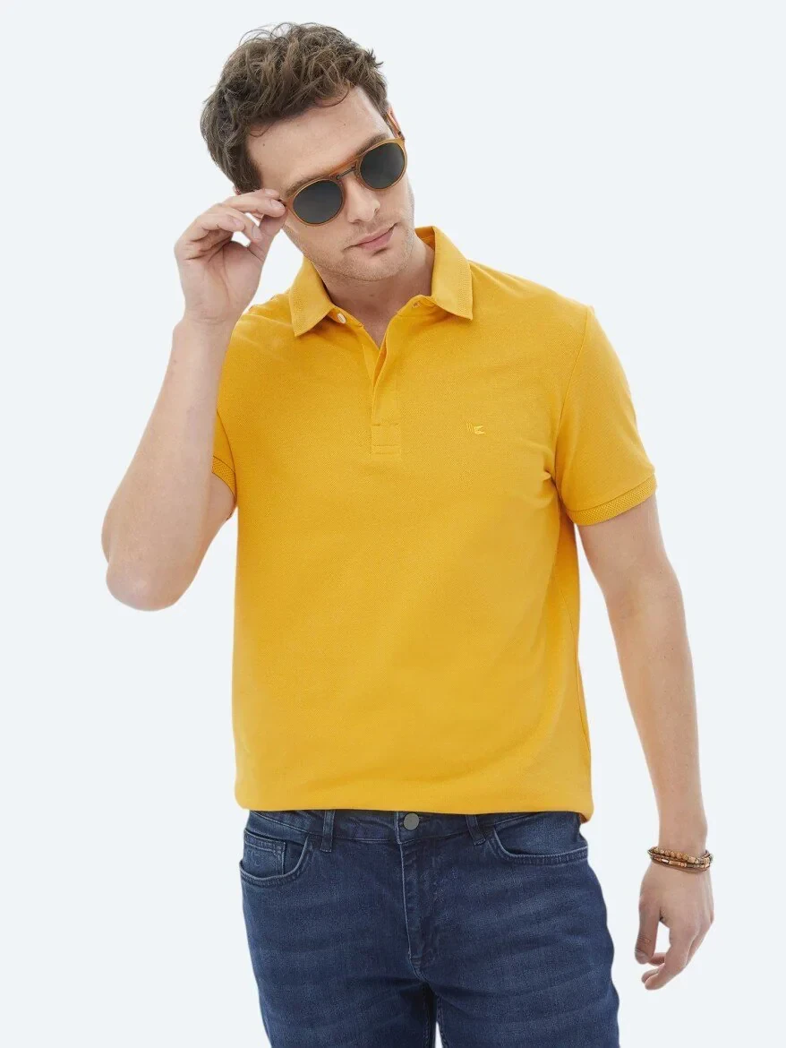 Saffron Polo Neck 100% Cotton T-Shirt - KİP