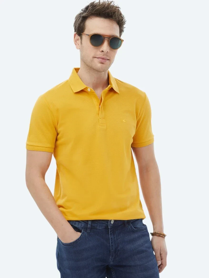 Saffron Polo Neck 100% Cotton T-Shirt - 6