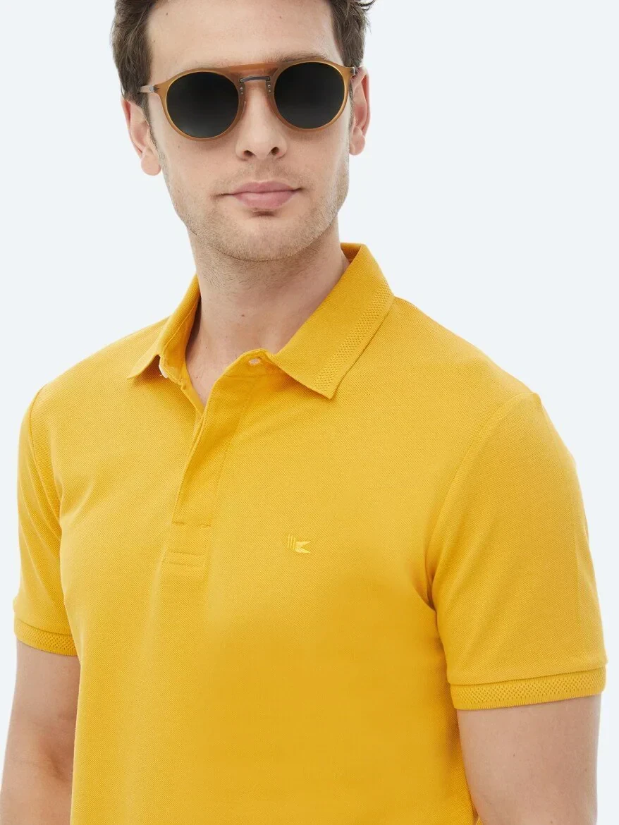Saffron Polo Neck 100% Cotton T-Shirt - 7