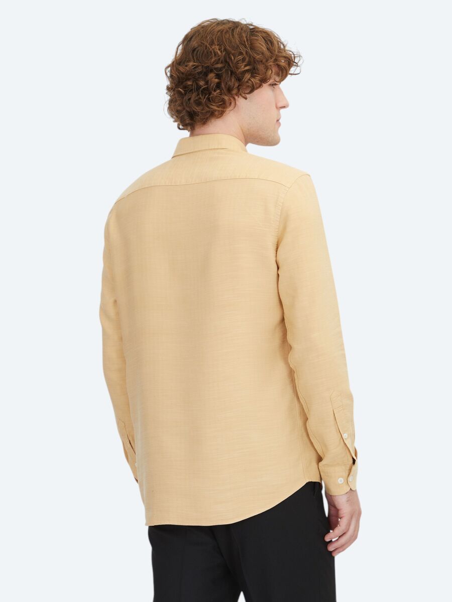 Saffron Striped Regular Fit Long Weaving Casual Shirt - 6