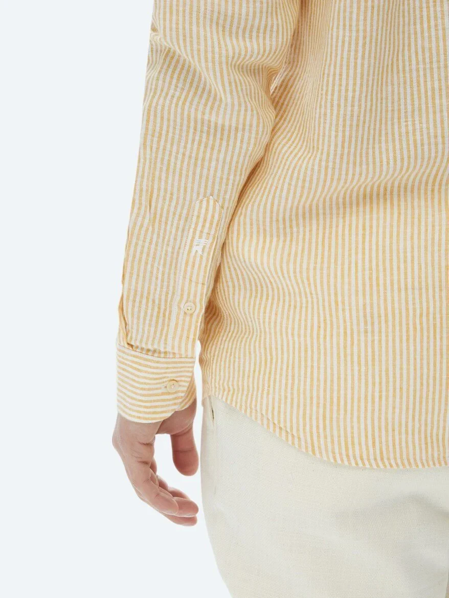 Saffron Striped Regular Fit Weaving Casual Cotton Blended Shirt 