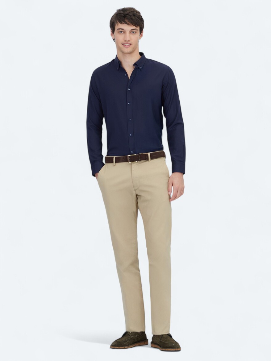 Saffron Weaving Regular Fit Casual Cotton Blended Trousers - 1