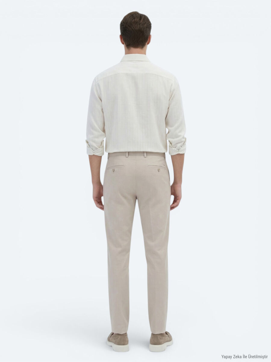 Safran Çizgili Oversize Fit Uzun Dokuma Casual Gömlek - 5