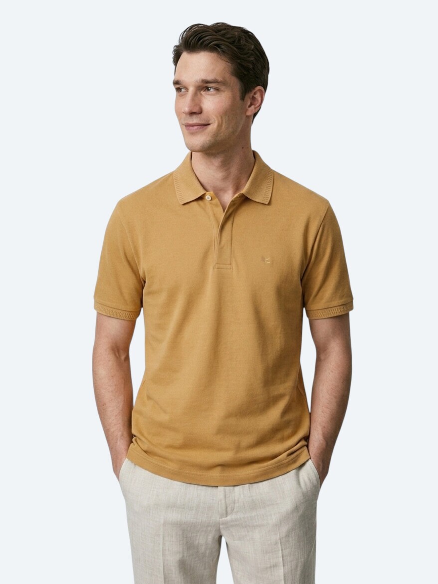 Safran Düz %100 Pamuk T-Shirt - 4
