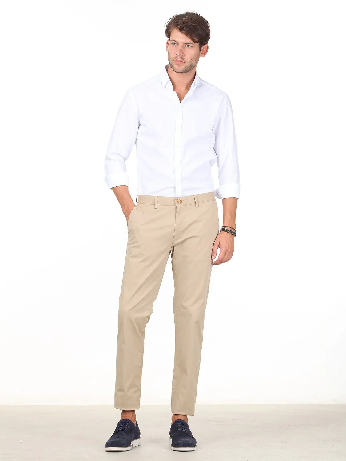 Safran Düz Dokuma Regular Fit Casual Pamuk Karışımlı Pantolon - 2