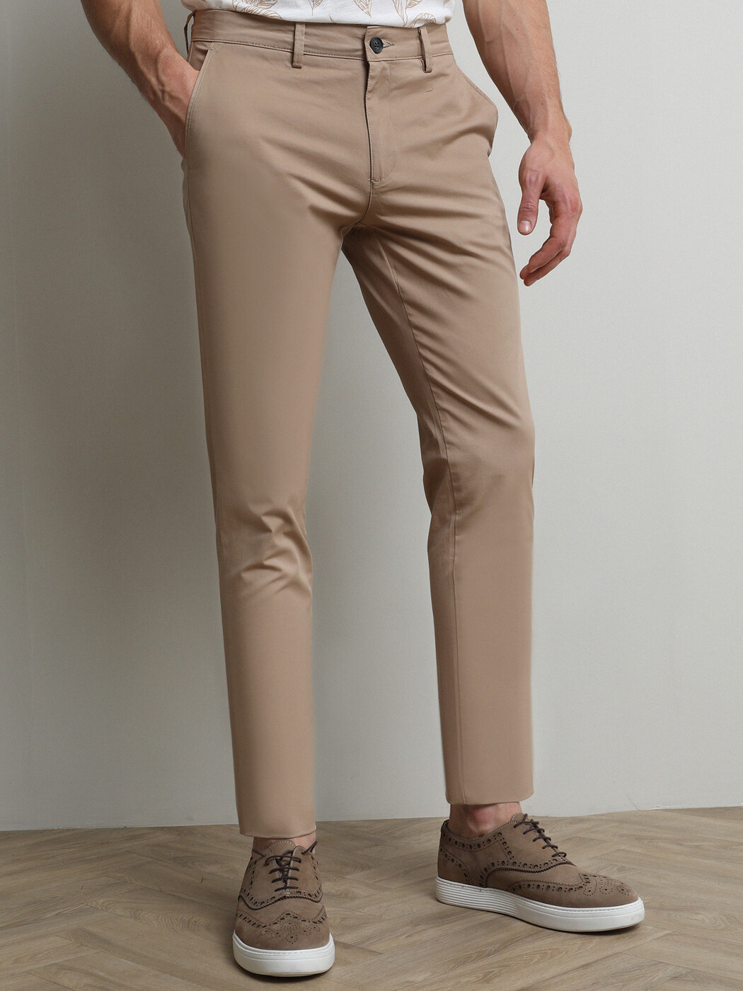 Safran Düz Dokuma Regular Fit Casual Pamuk Karışımlı Pantolon - 2