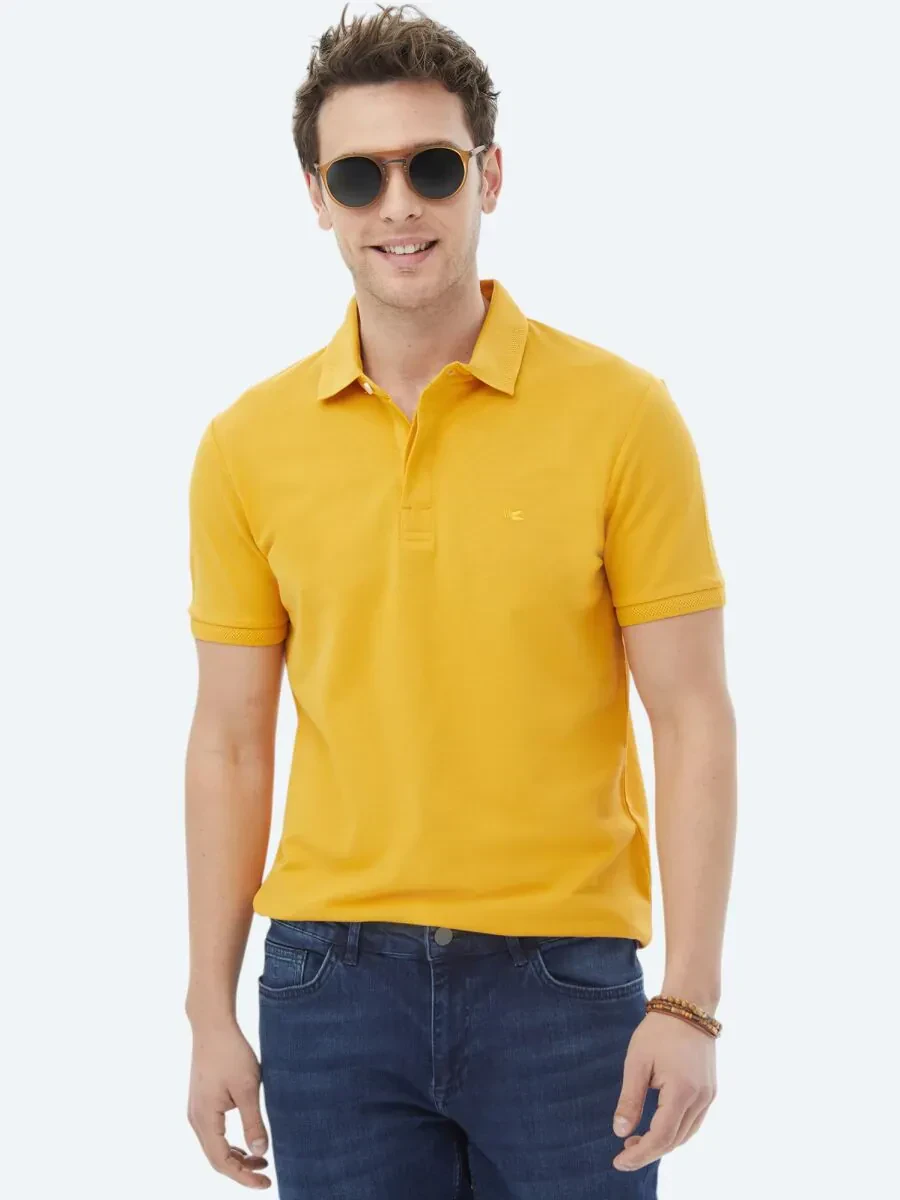 Safran Polo Yaka %100 Pamuk T-Shirt - 1