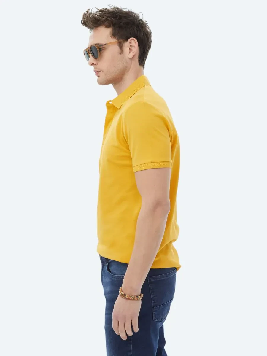 Safran Polo Yaka %100 Pamuk T-Shirt - 5