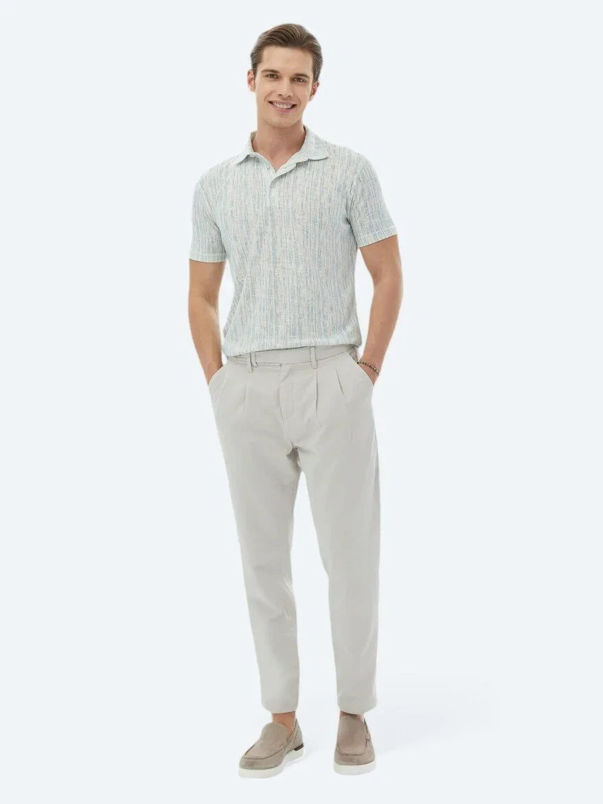 Saks Baskılı Polo Yaka Pamuk Karışımlı T-Shirt - 2