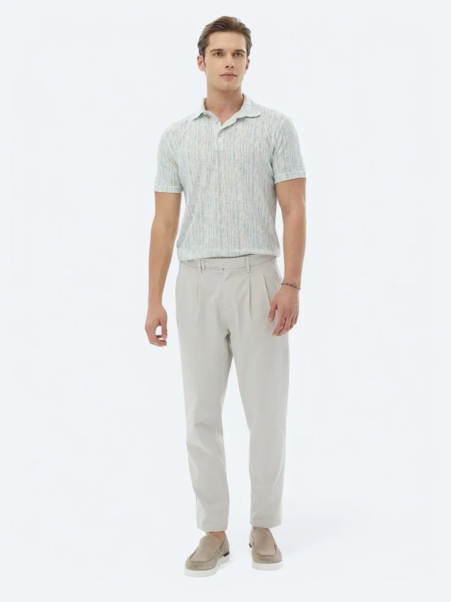 Saks Baskılı Polo Yaka Pamuk Karışımlı T-Shirt - 6