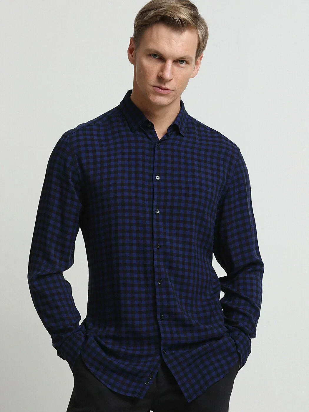 Saks Checkered Regular Fit Weaving Casual 100% Wool Shirt - 3