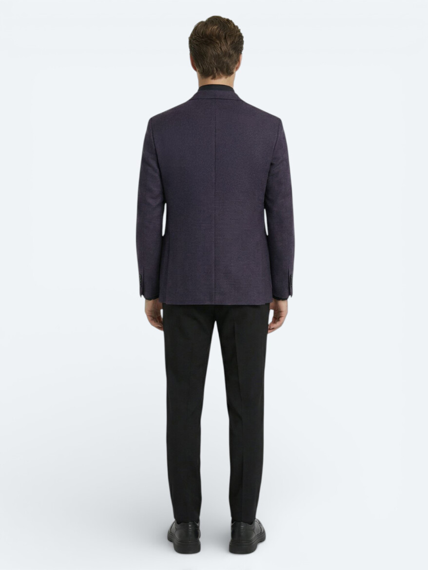 Saks Desenli Modern Fit Yün Karışımlı Ceket - 7