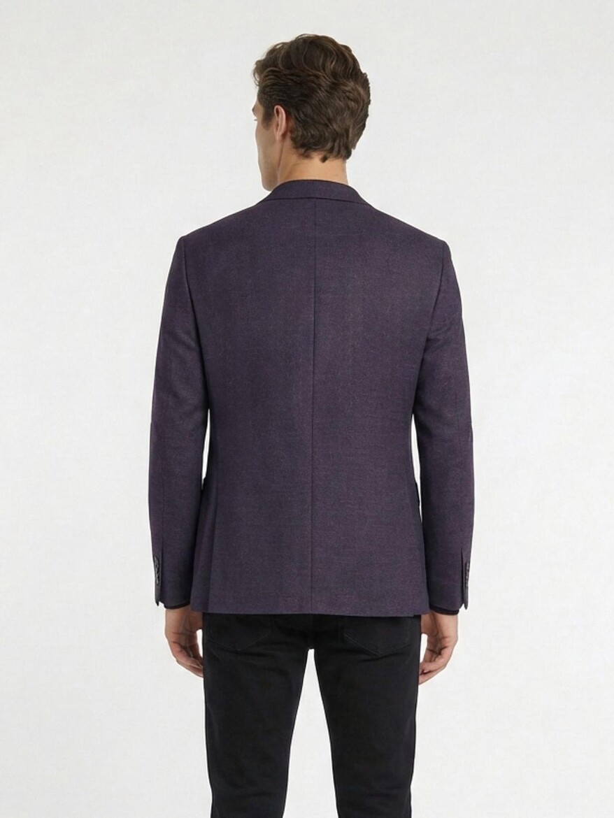 Saks Desenli Modern Fit Yün Karışımlı Ceket - 9