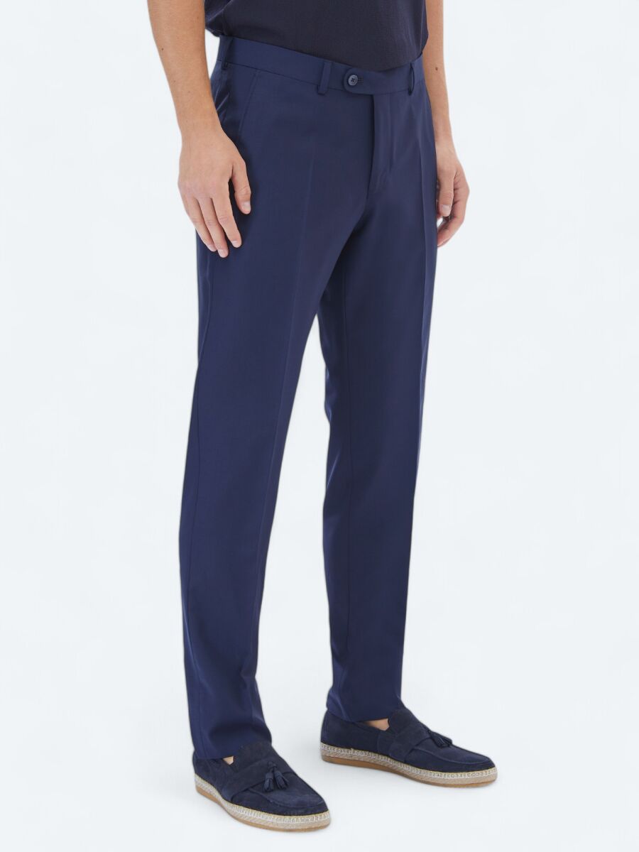 Saks Dokuma Fitted Fit Klasik Yün Karışımlı Pantolon - 3