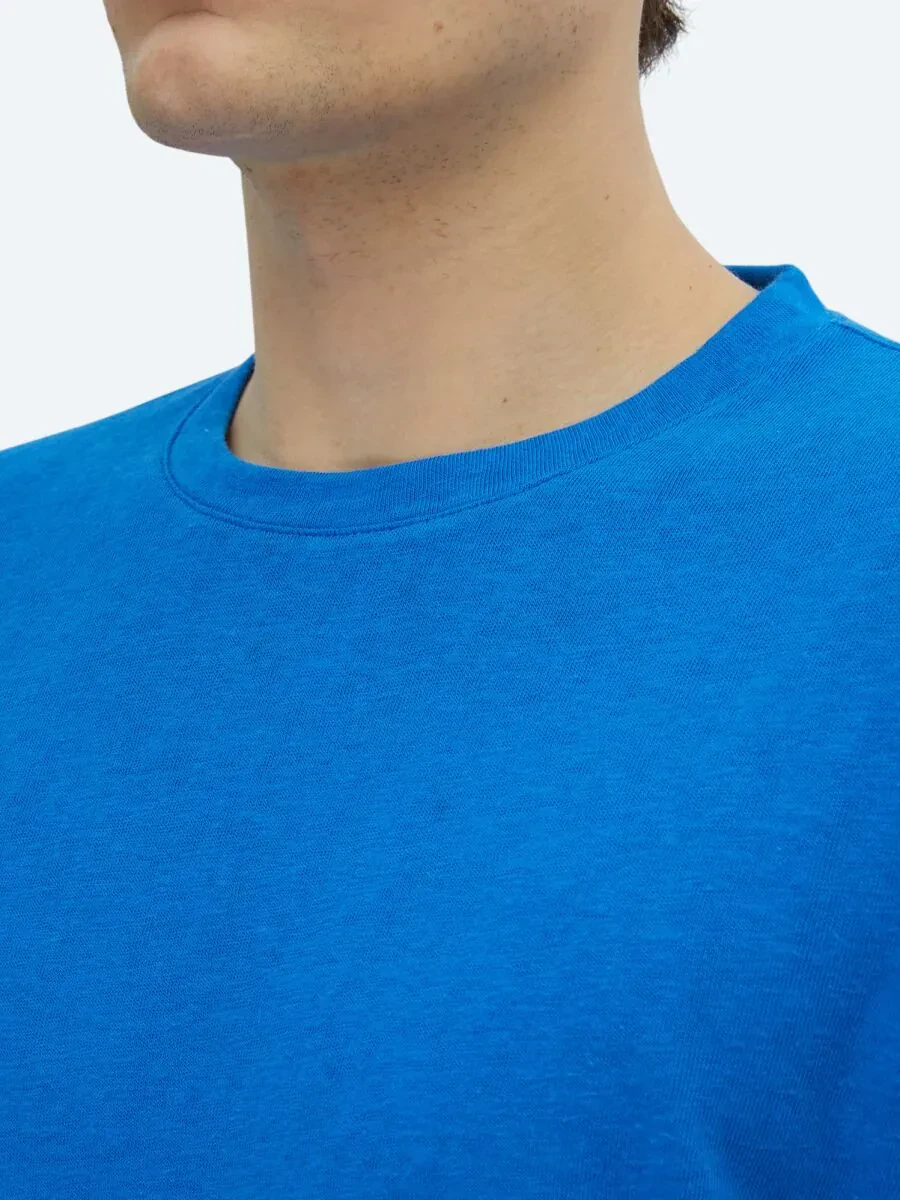 Saks Düz Bisiklet Yaka Pamuk Karışımlı T-Shirt - 4