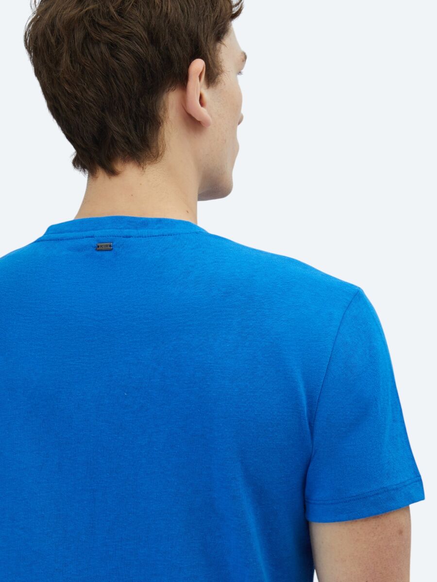 Saks Düz Bisiklet Yaka Pamuk Karışımlı T-Shirt - 5