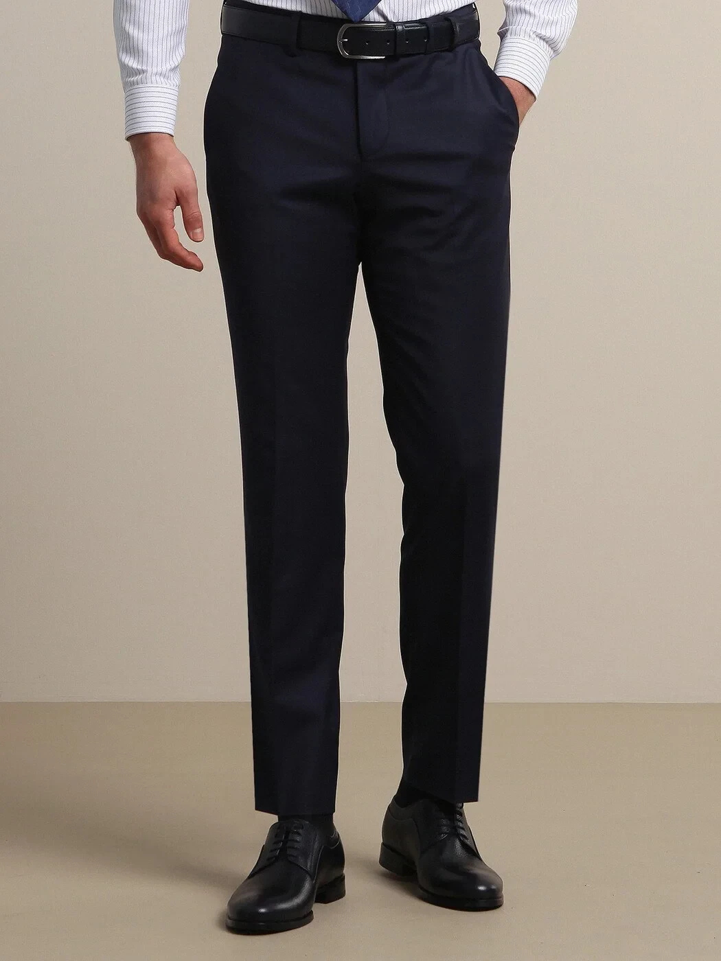 Saks Düz Dokuma Fitted Fit Klasik Yün Karışımlı Pantolon - 2