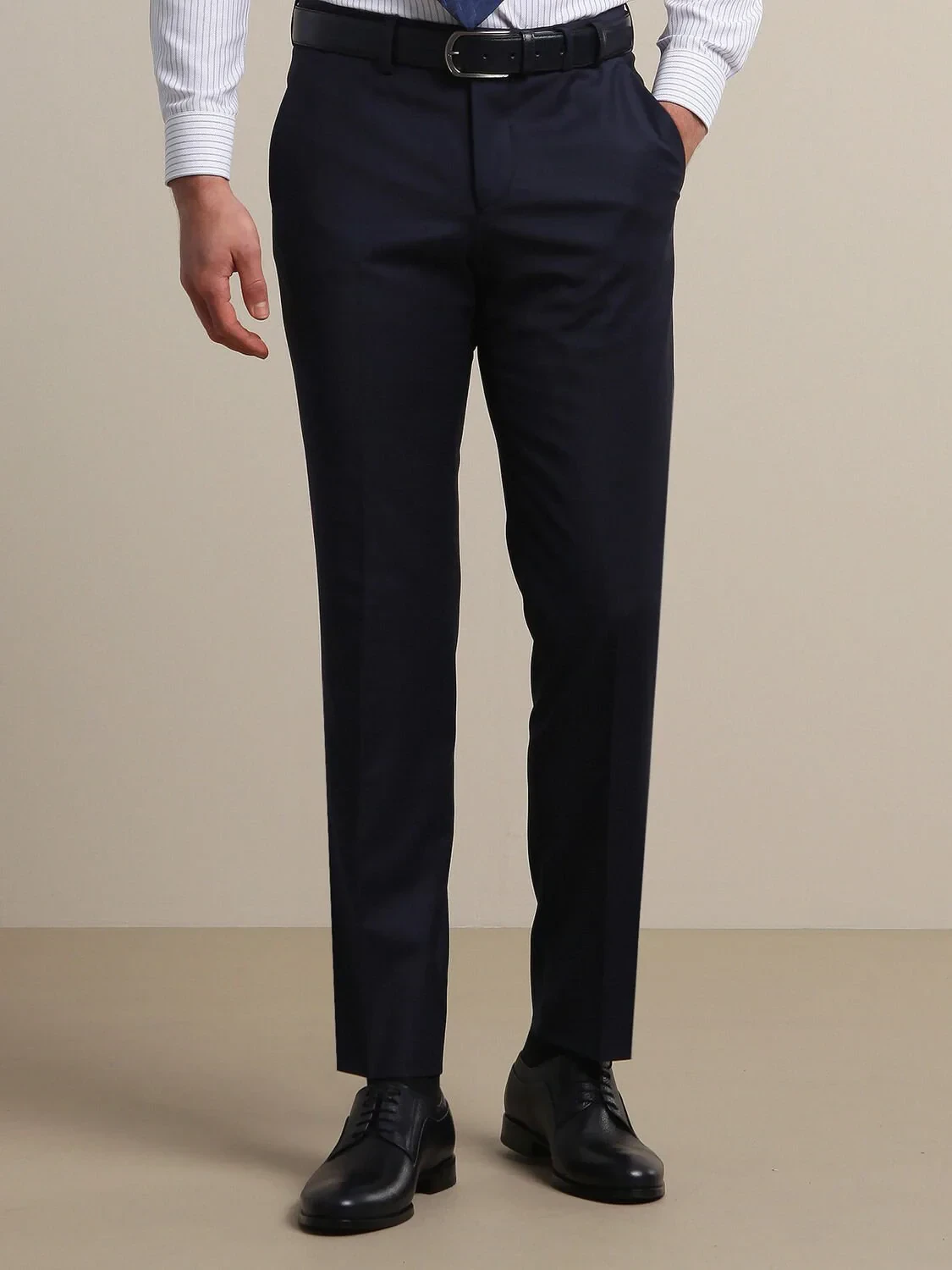 Saks Düz Dokuma Fitted Fit Klasik Yün Karışımlı Pantolon - 2