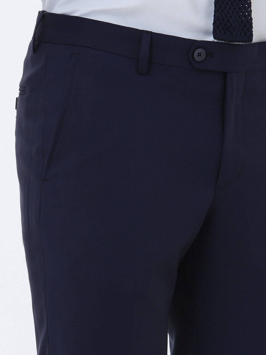 Saks Düz Dokuma Fitted Fit Klasik Yün Karışımlı Pantolon - 3