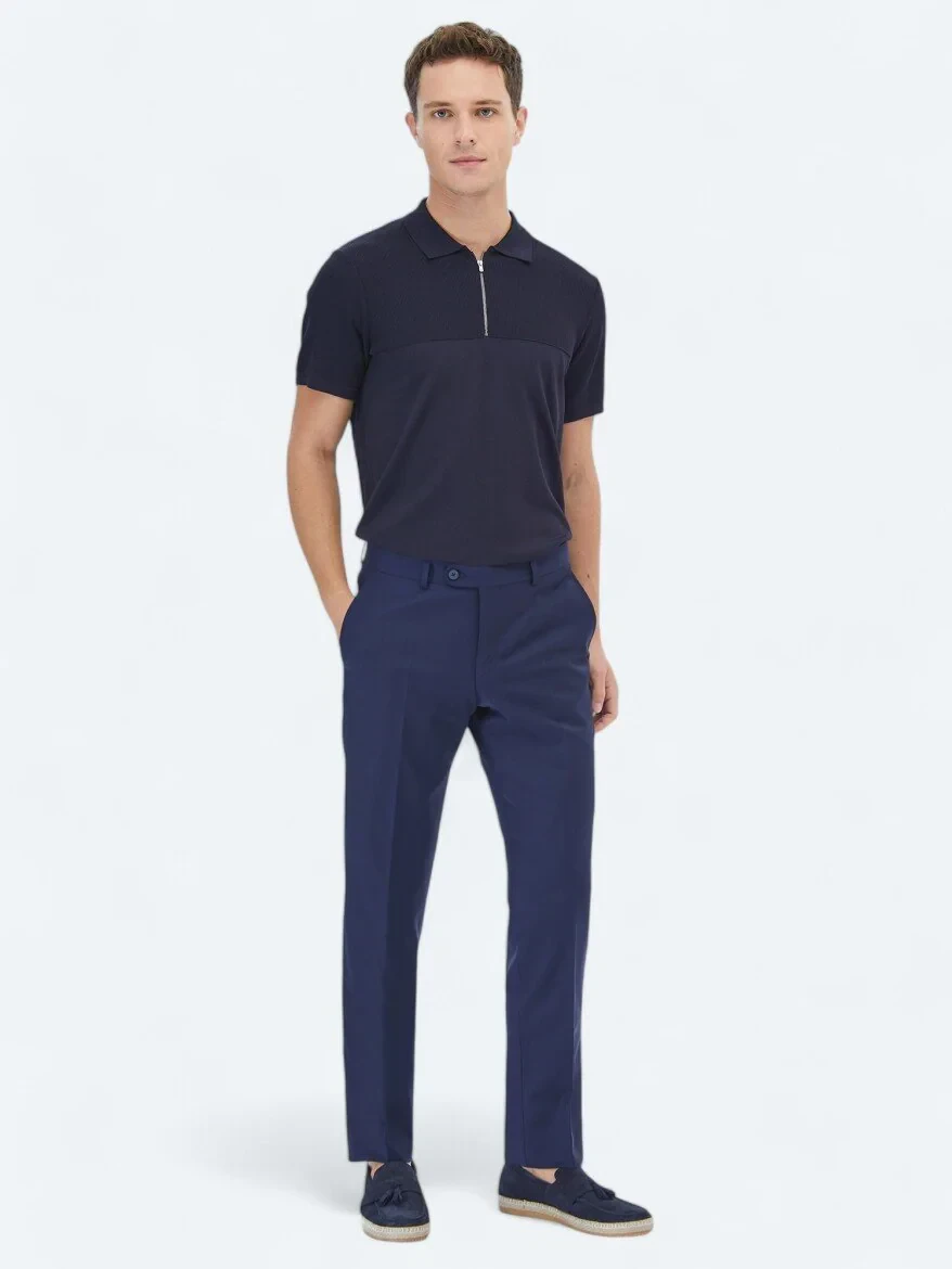 Saks Düz Dokuma Fitted Fit Klasik Yün Karışımlı Pantolon - 1