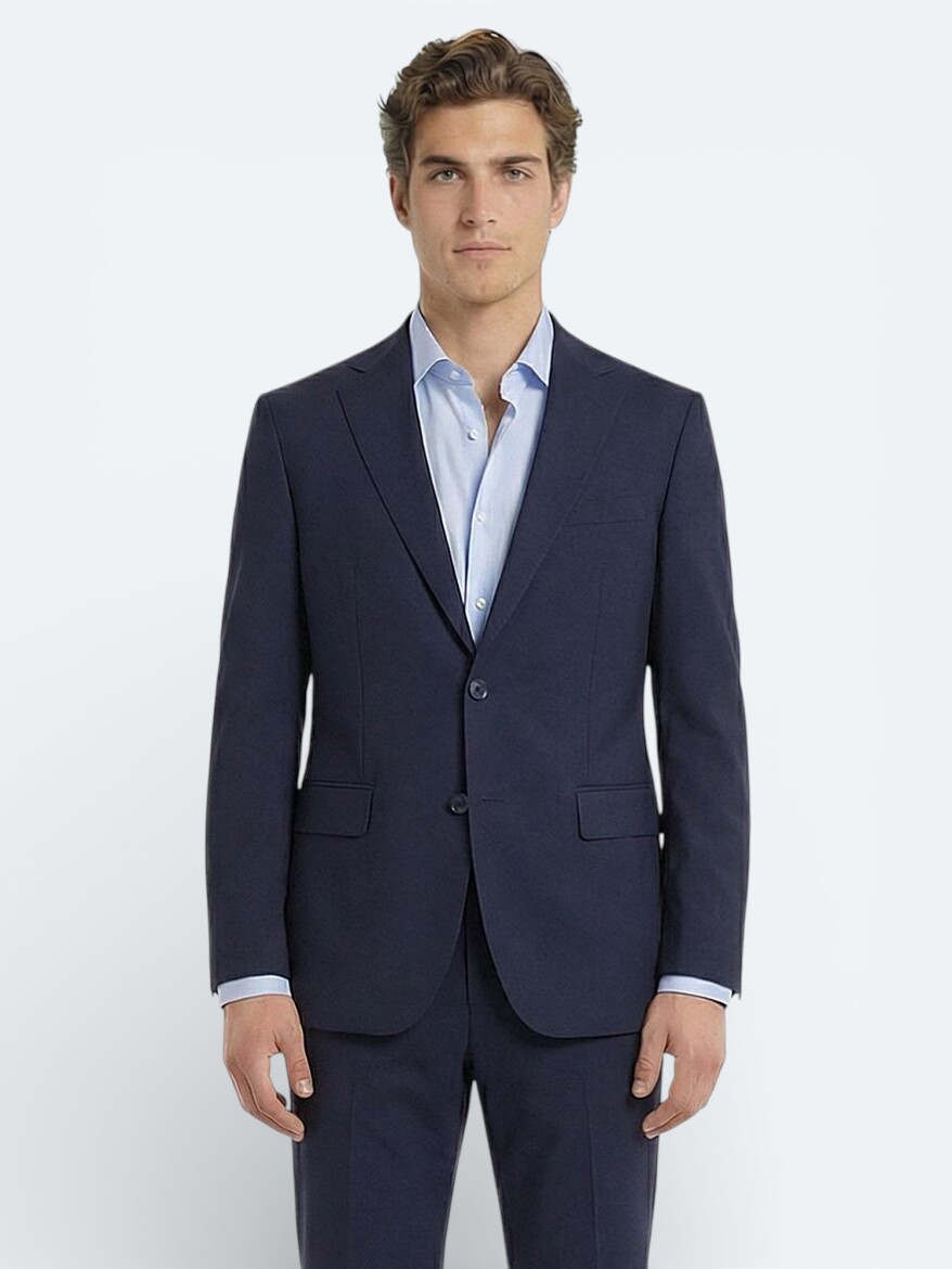 Saks Düz Modern Fit Yün Karışımlı Takım Elbise - 3