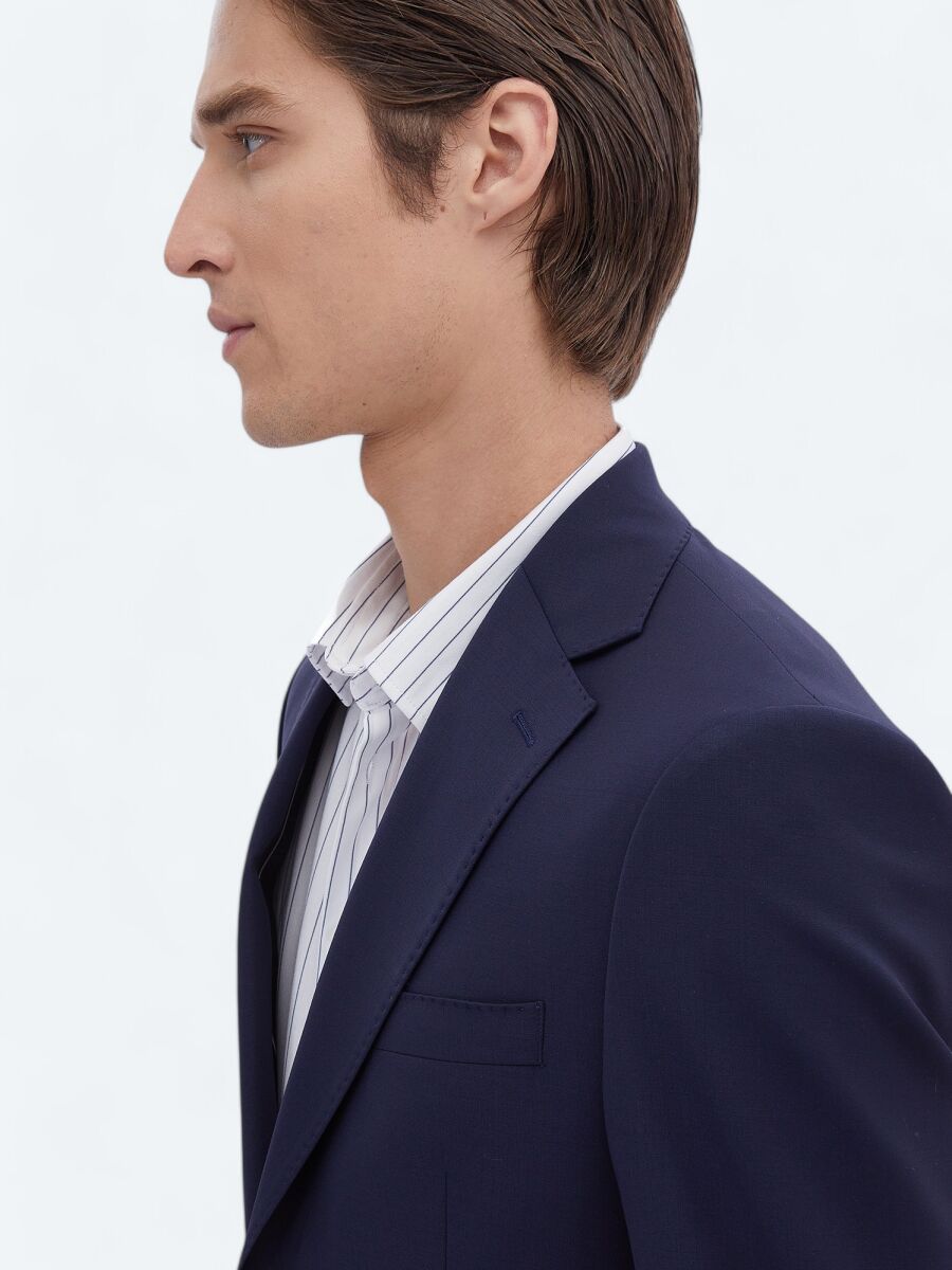 Saks Düz Modern Fit Yün Karışımlı Takım Elbise - 4