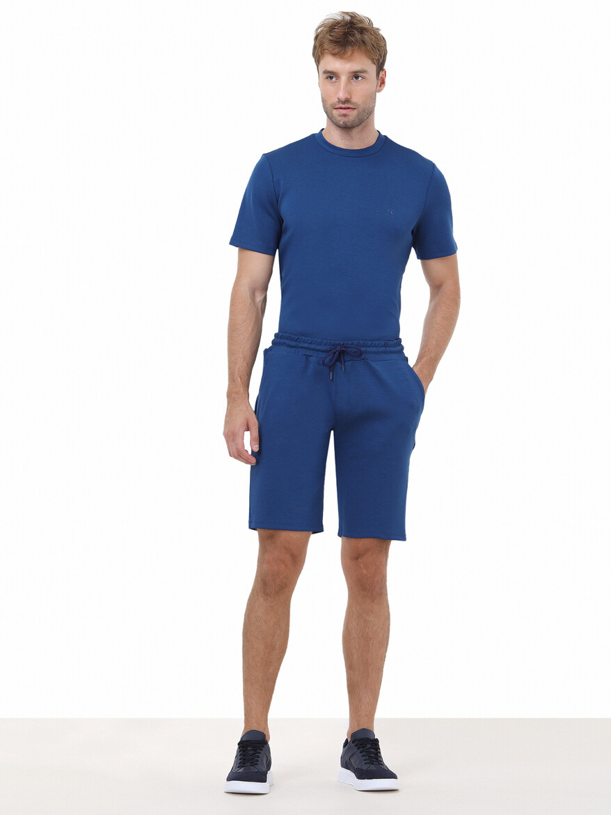 Saks Düz Örme Jogging Fit Spor Bermuda - 2