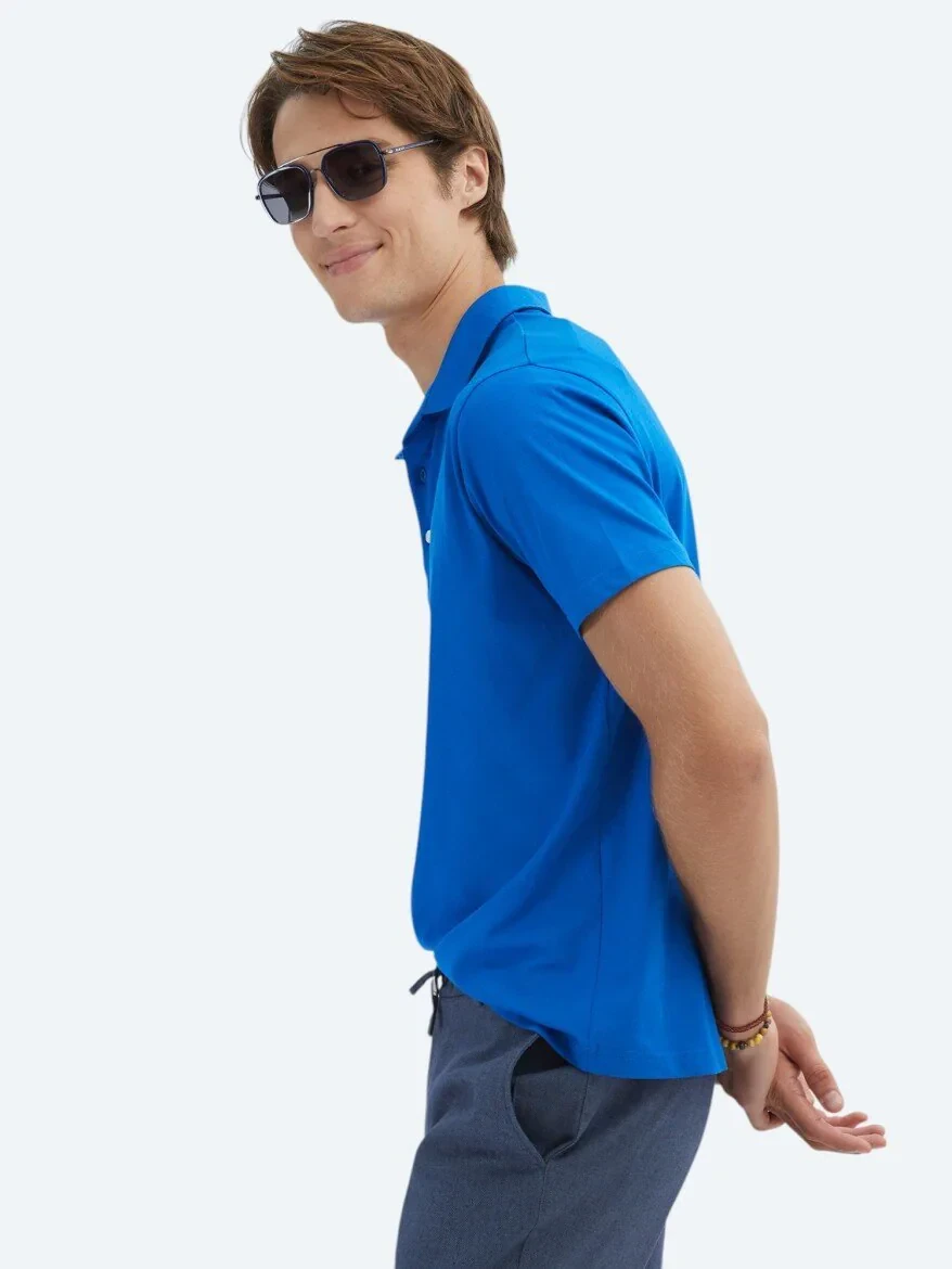 Saks Düz Polo Yaka %100 Pamuk T-Shirt 