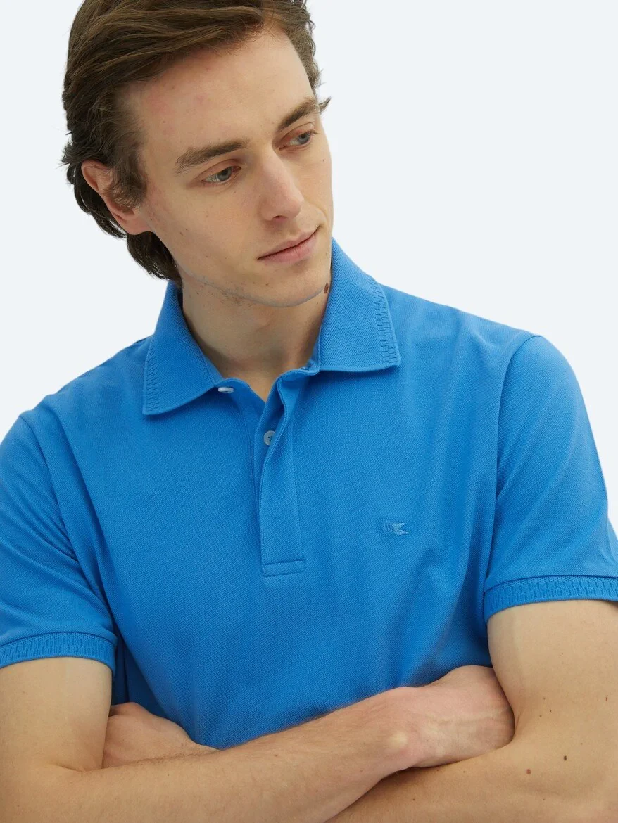 Saks Düz Polo Yaka %100 Pamuk T-Shirt 