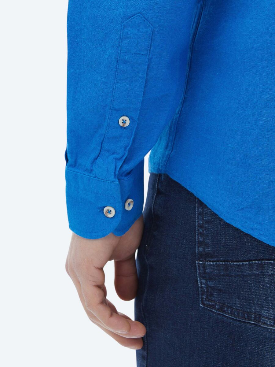 Saks Düz Regular Fit Dokuma Casual Pamuk Karışımlı Gömlek - 10