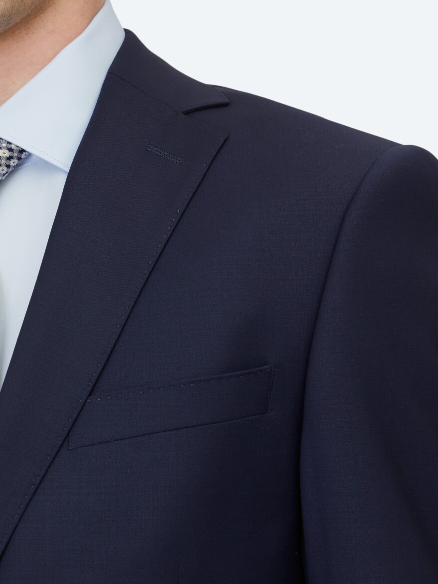 Saks Düz Regular Fit Yün Karışımlı Takım Elbise - 4