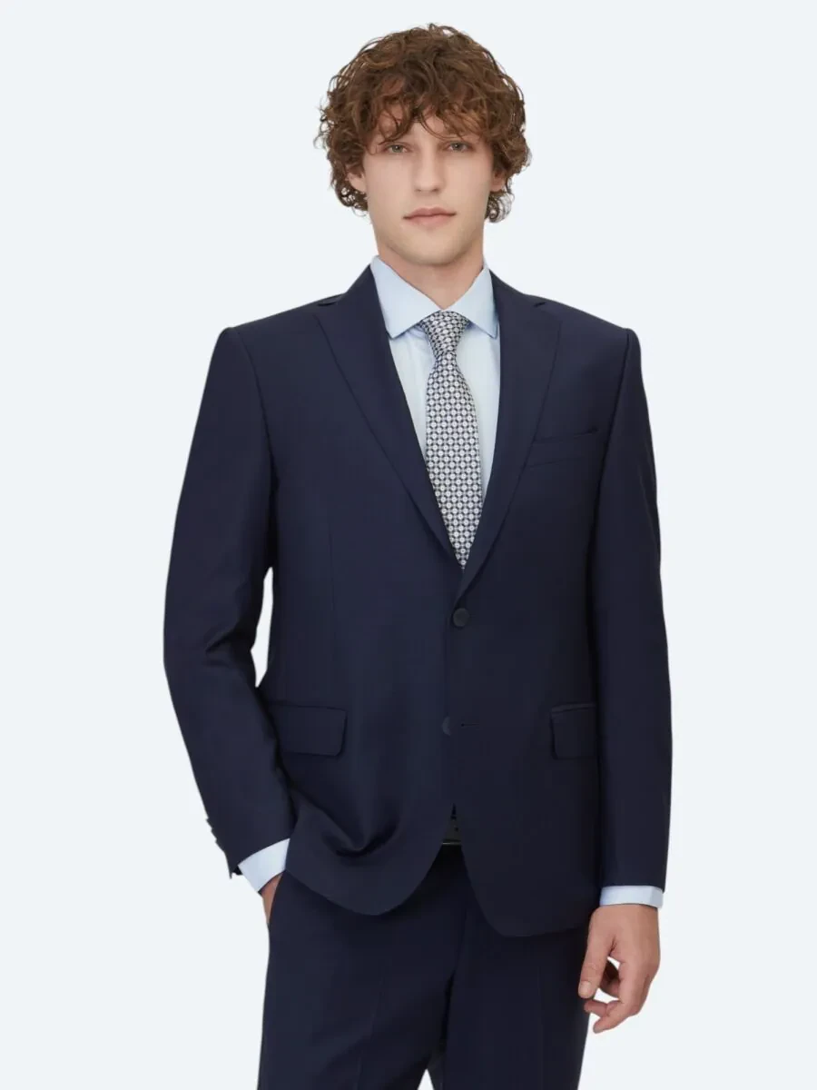 Saks Düz Regular Fit Yün Karışımlı Takım Elbise - 1