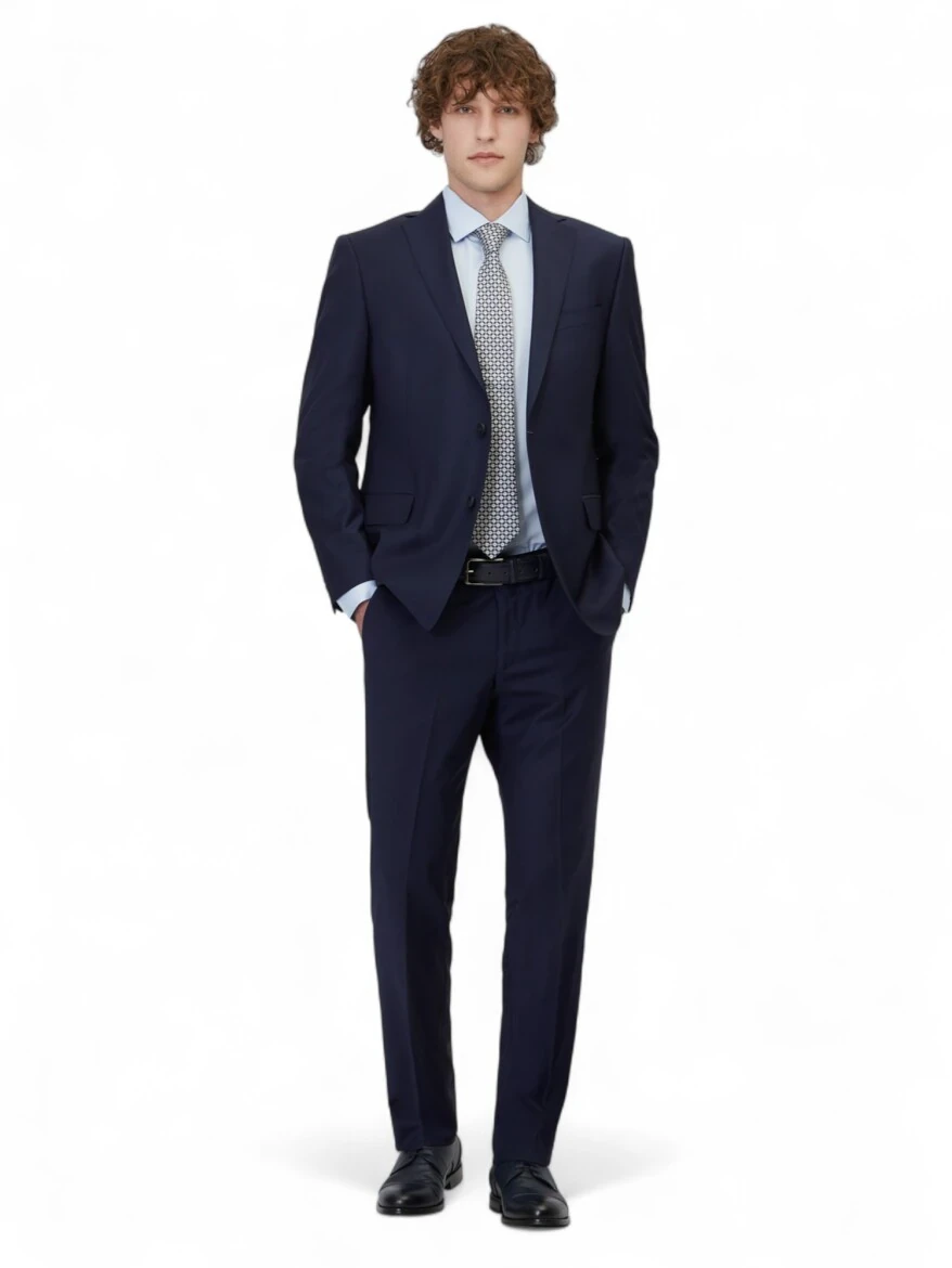 Saks Düz Regular Fit Yün Karışımlı Takım Elbise - 2