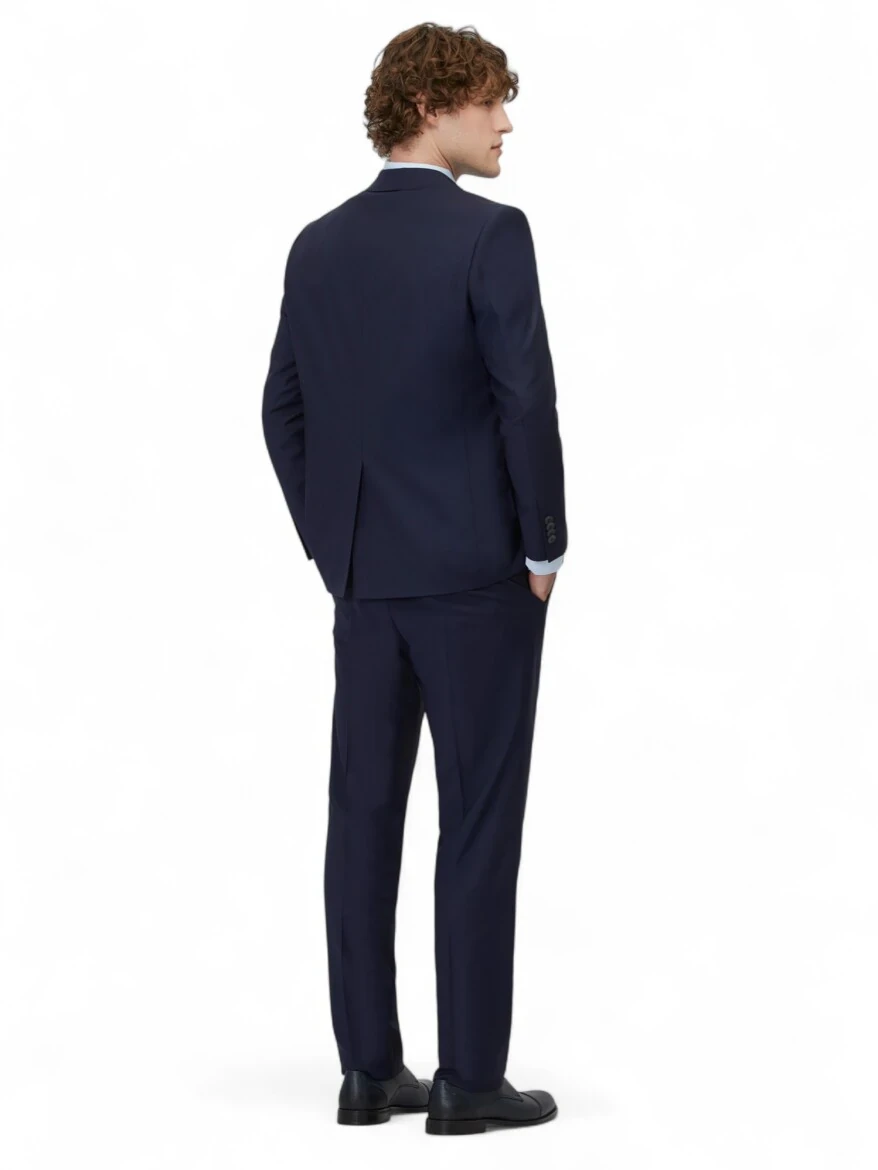 Saks Düz Regular Fit Yün Karışımlı Takım Elbise - 5