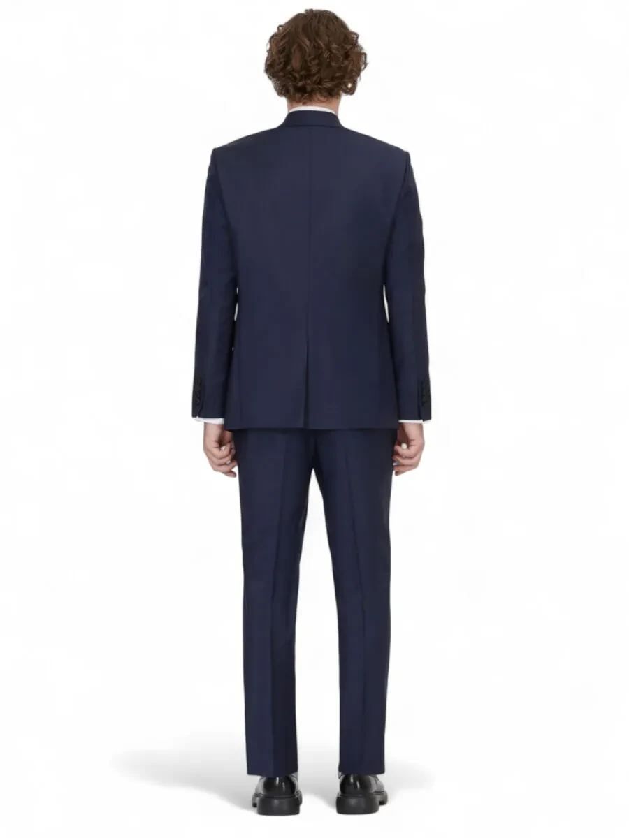 Saks Düz Slim Fit Çıkarılabilir Kruvaze Yaka Prinç Smokin Takım Elbise - 5
