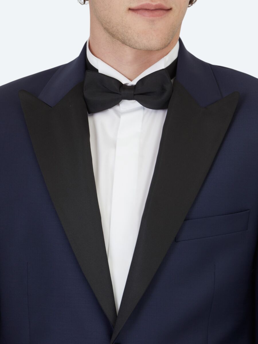 Saks Düz Slim Fit Çıkarılabilir Kruvaze Yaka Prinç Smokin Takım Elbise - 4