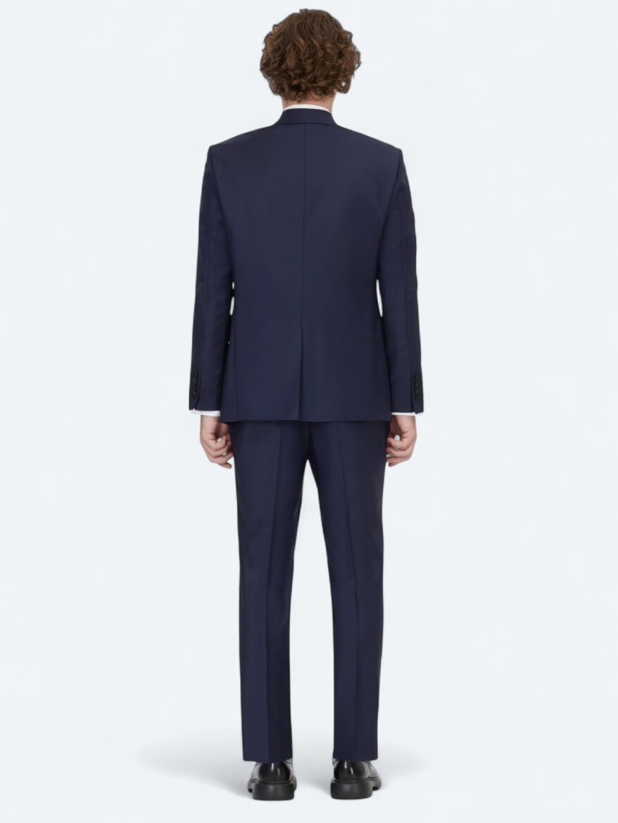 Saks Düz Slim Fit Çıkarılabilir Kruvaze Yaka Prinç Smokin Takım Elbise - 5