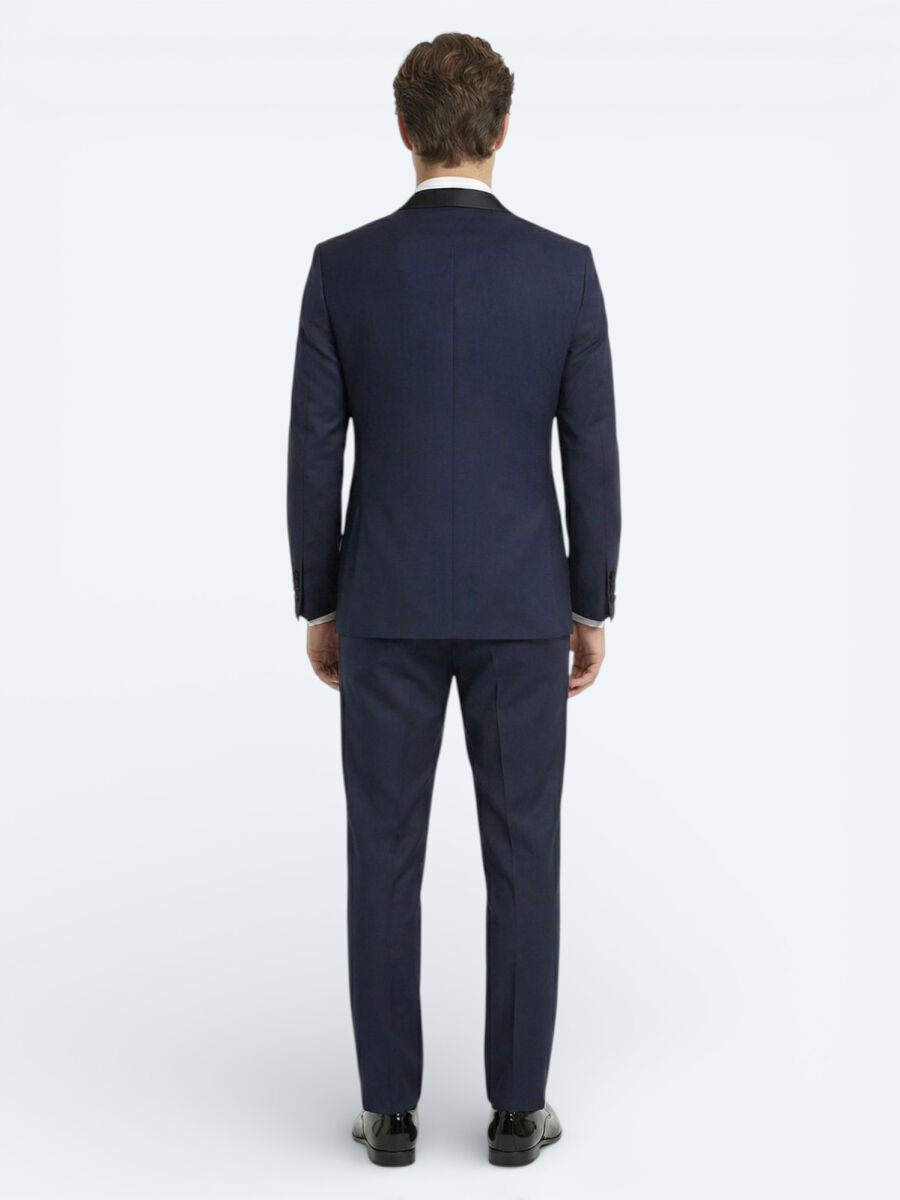 Saks Düz Slim Fit Kelebek Yaka Dokuma Smokin Takım Elbise - 4