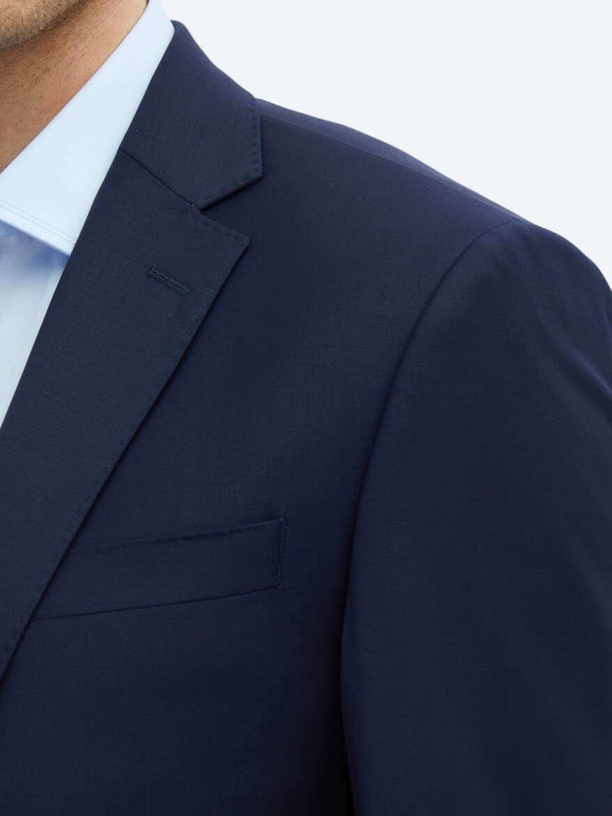 Saks Düz Slim Fit Yün Karışımlı Takım Elbise - 4