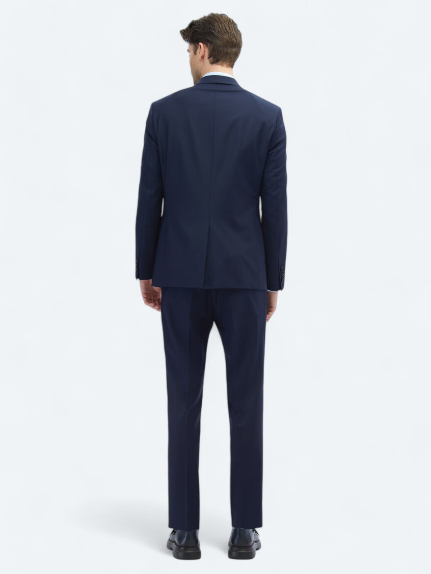 Saks Düz Slim Fit Yün Karışımlı Takım Elbise - 5