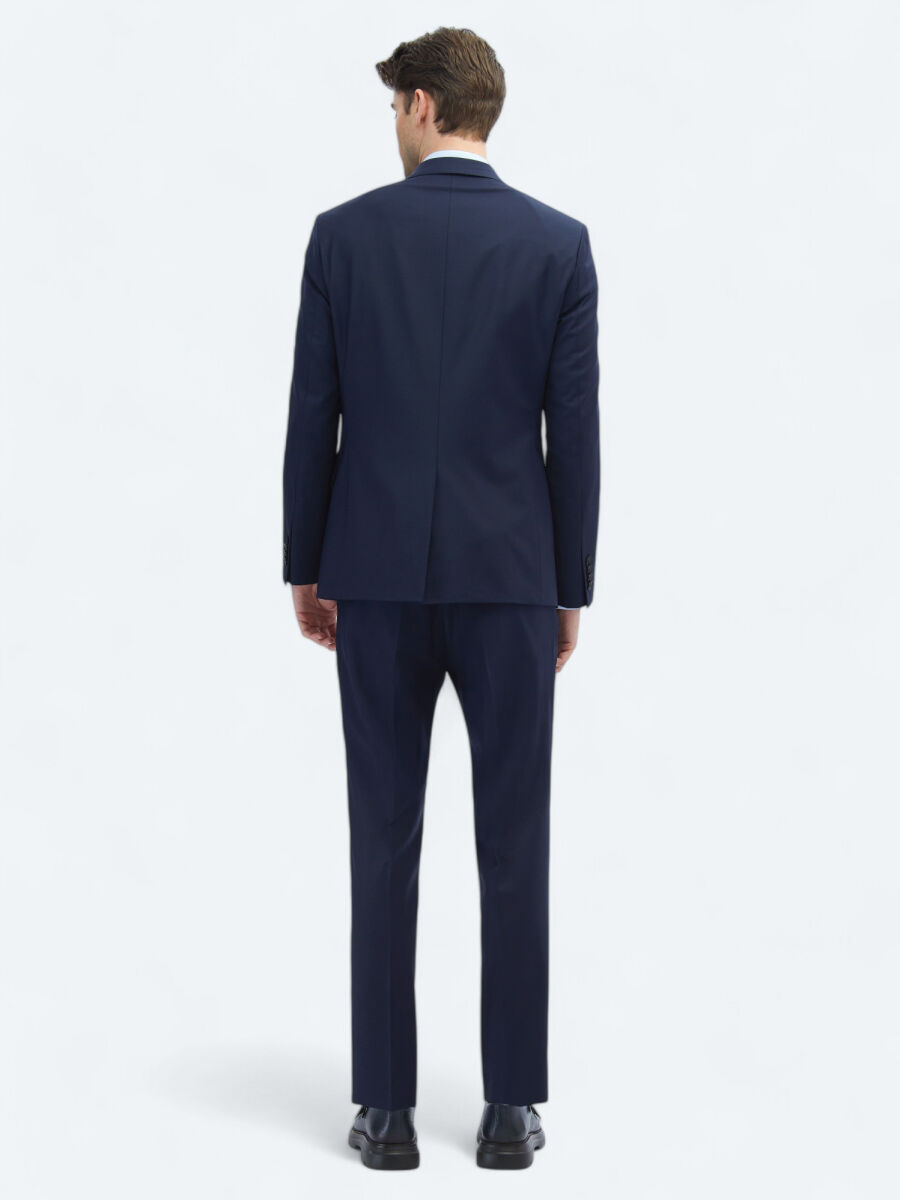 Saks Düz Slim Fit Yün Karışımlı Takım Elbise - 5