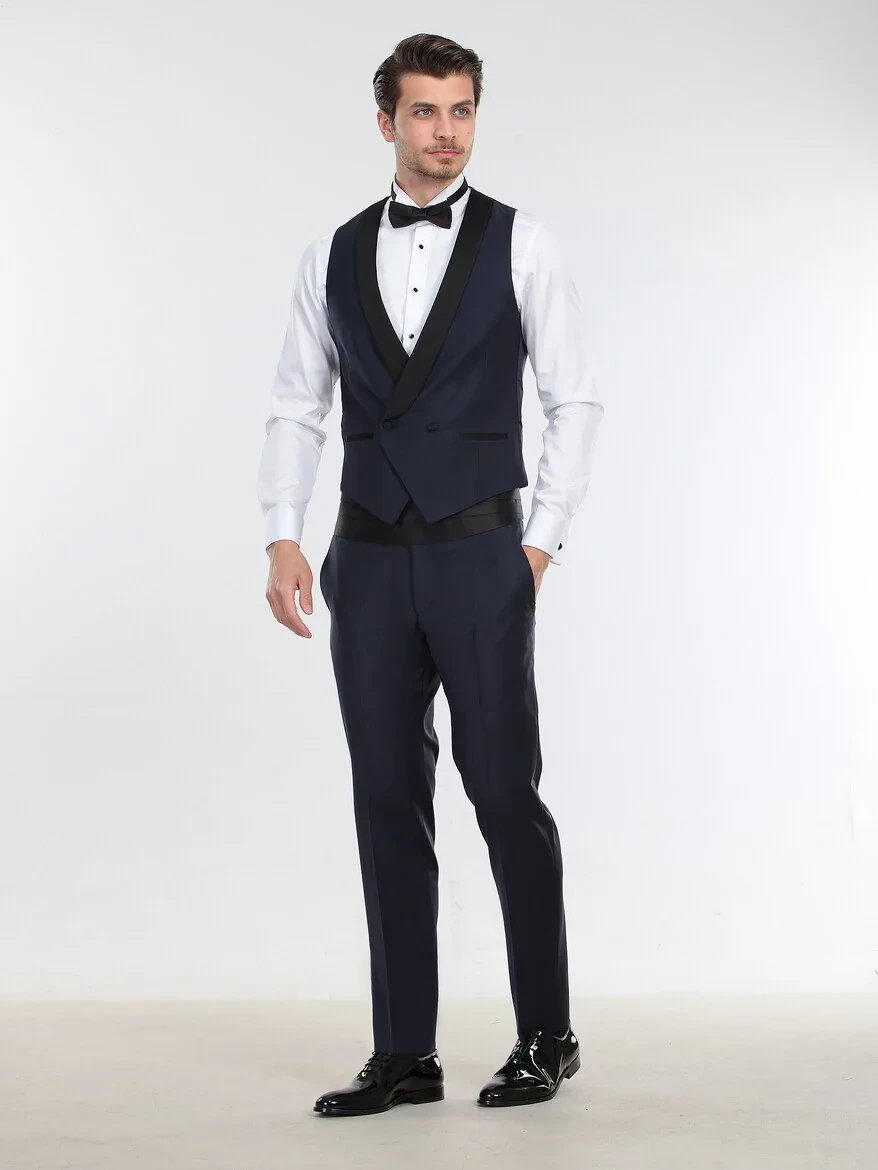 Saks Fitted Fit Şal Yaka Klasik Yelek - 2