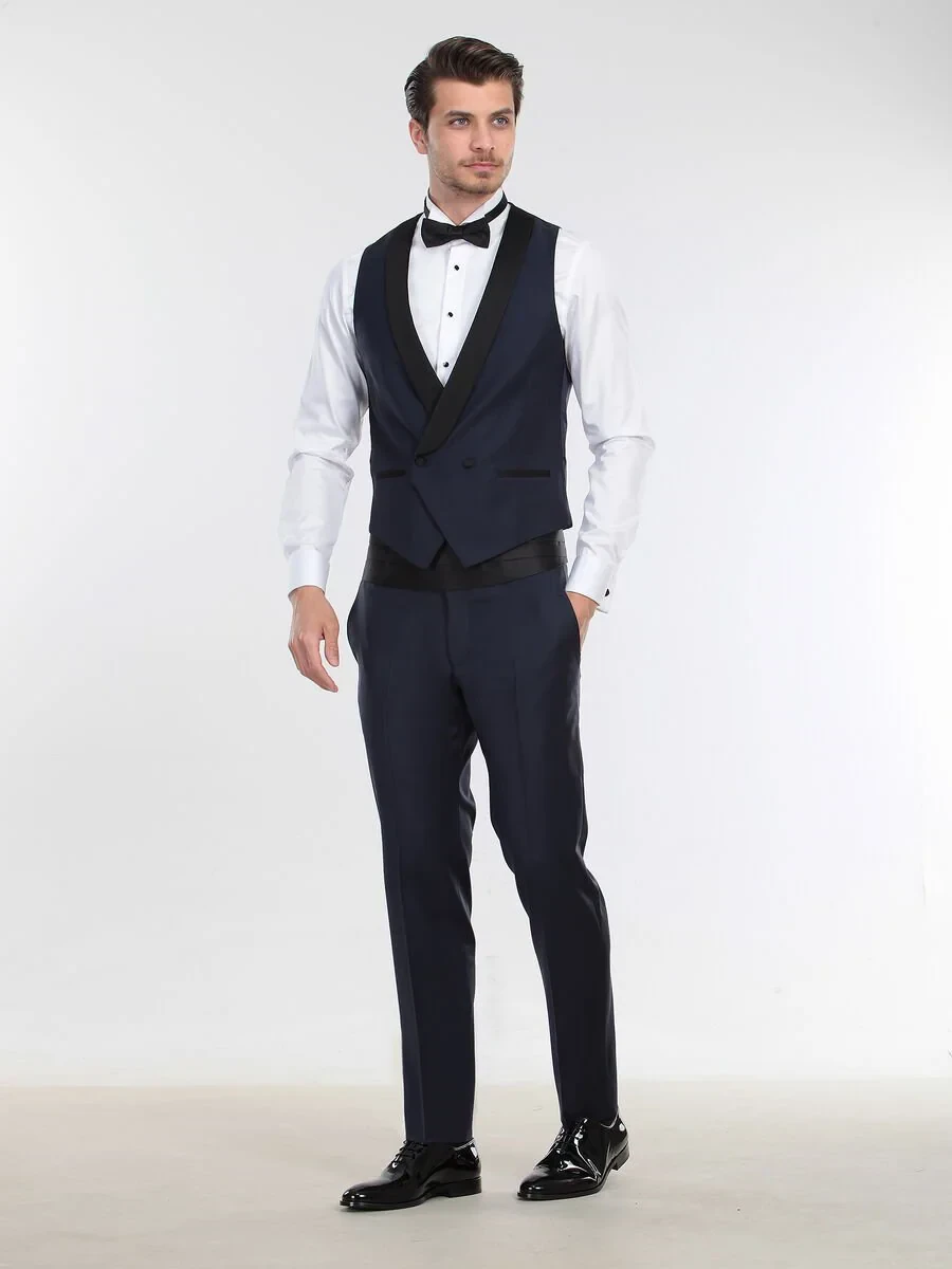 Saks Fitted Fit Şal Yaka Klasik Yelek - 2