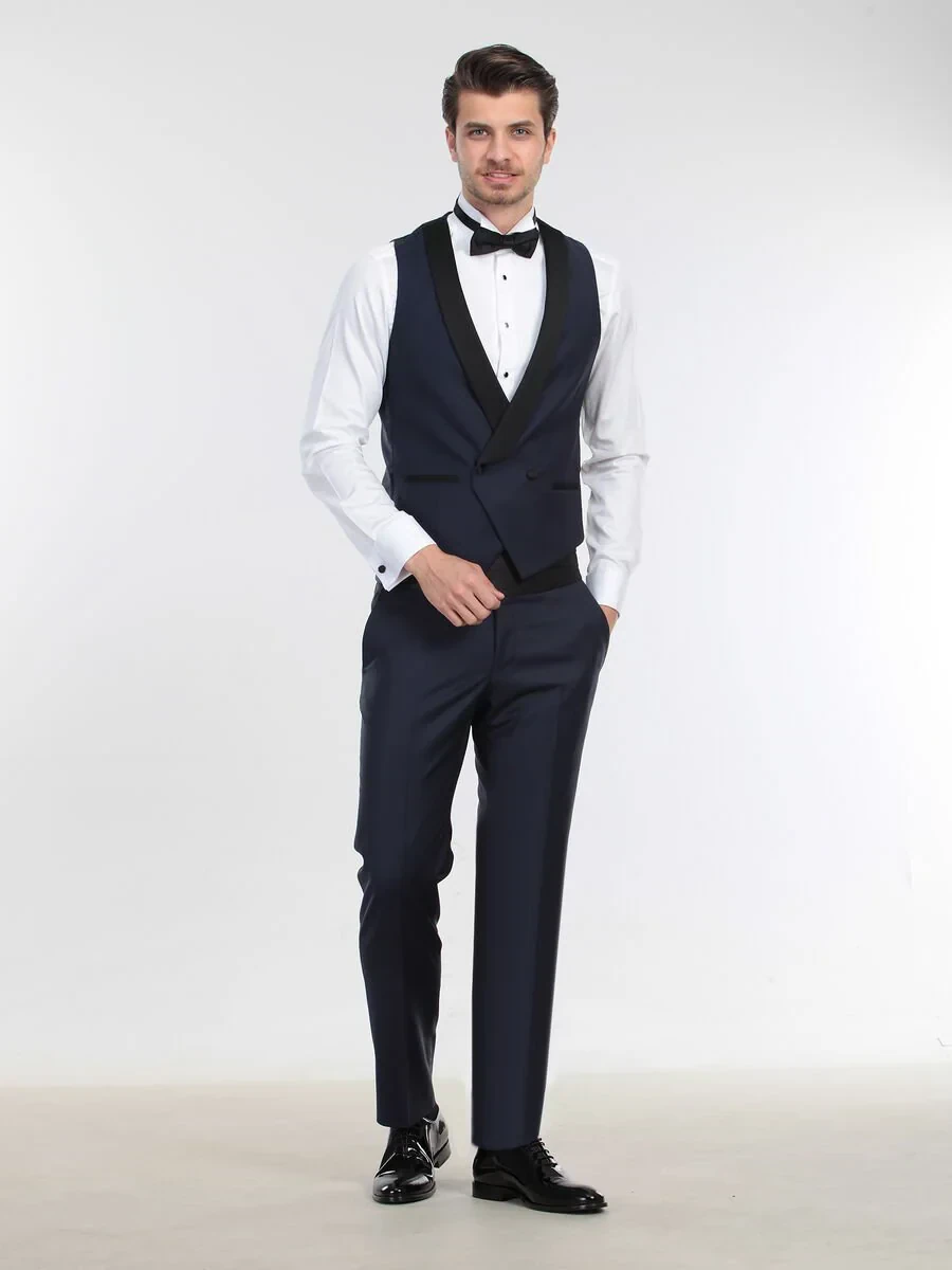 Saks Fitted Fit Şal Yaka Klasik Yelek - 3