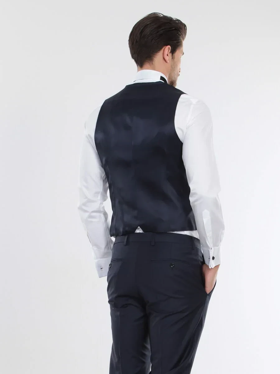 Saks Fitted Fit Şal Yaka Klasik Yelek - 6
