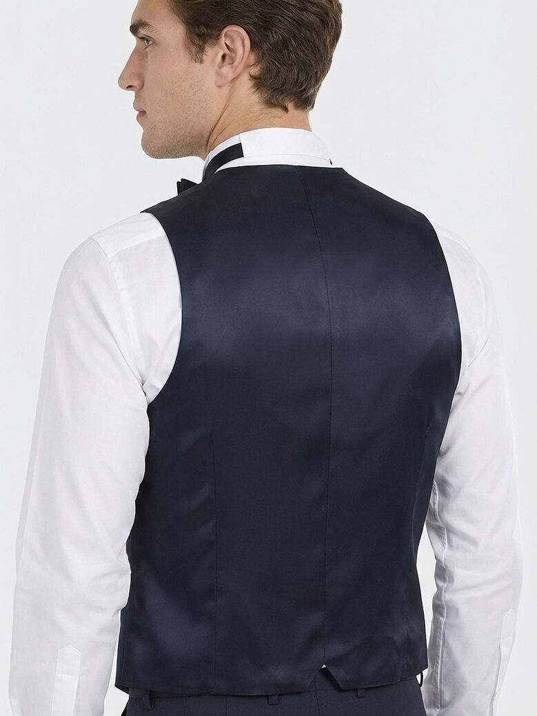 Saks Fitted Fit Şal Yaka Klasik Yelek - 5