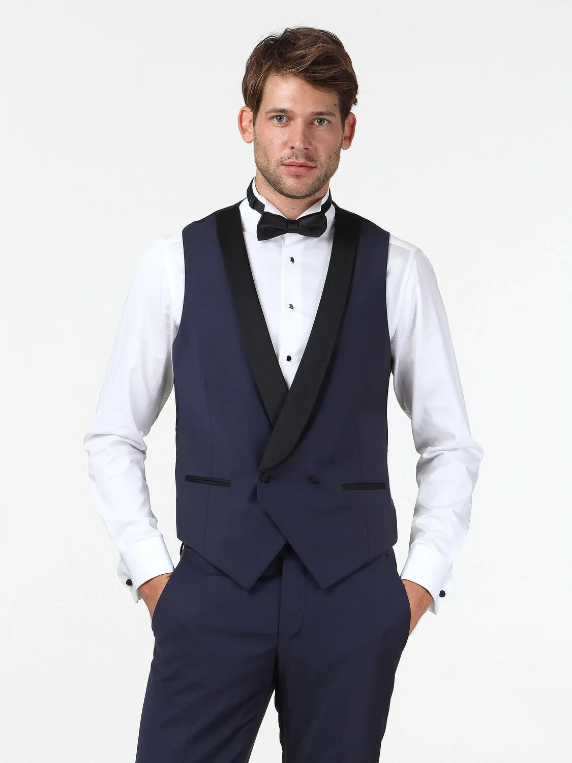 Saks Fitted Fit Şal Yaka Klasik Yelek - 1