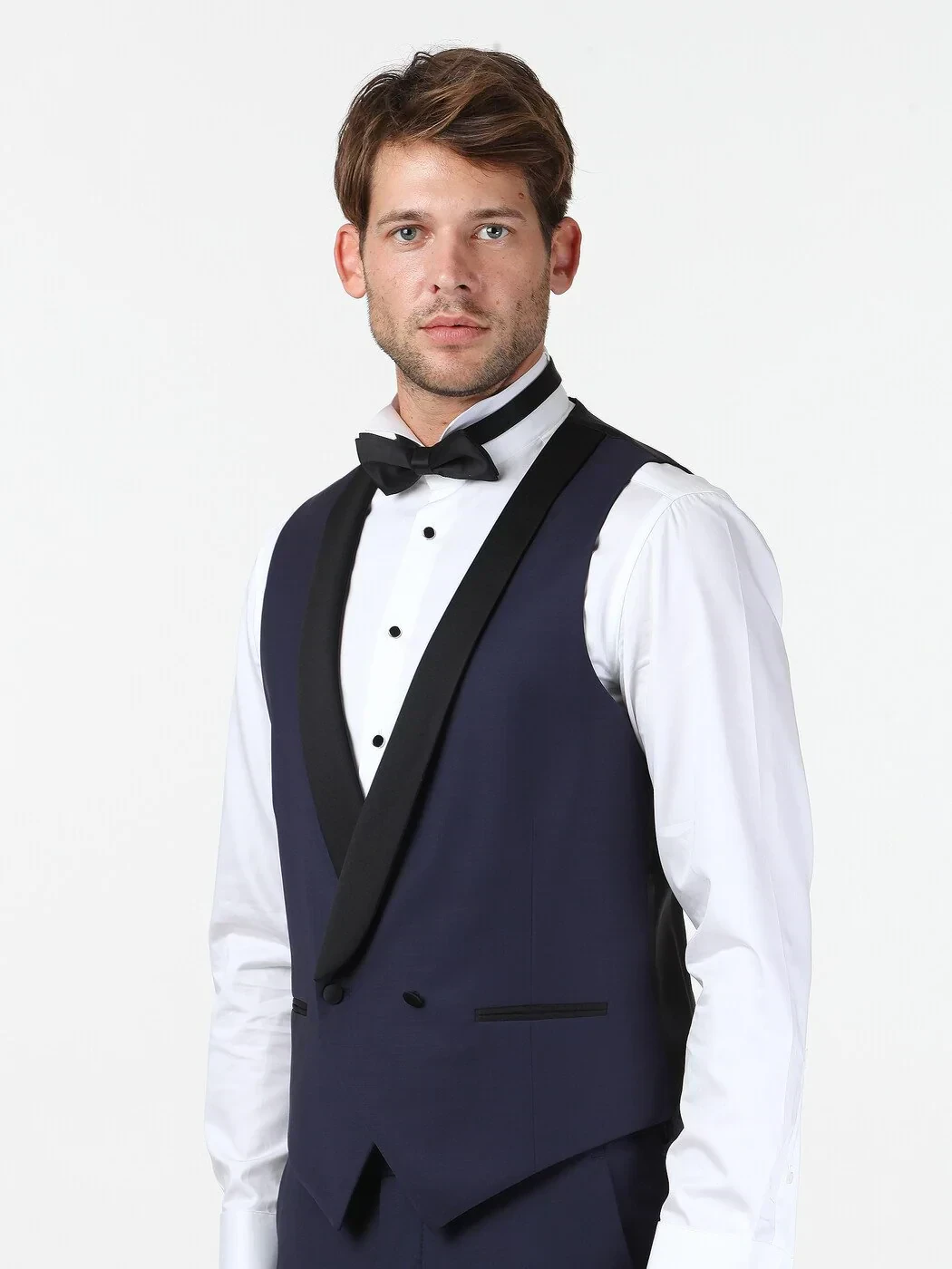 Saks Fitted Fit Şal Yaka Klasik Yelek - 3